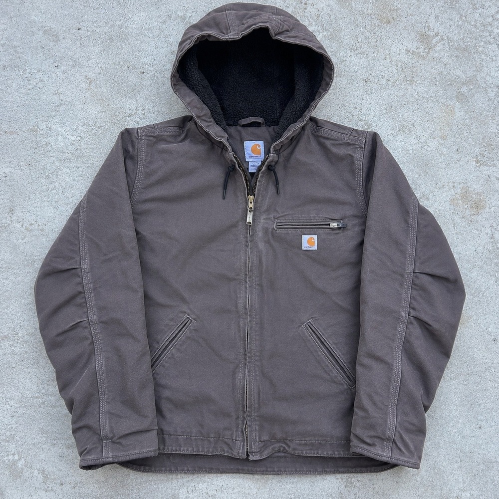 Carhartt Hooded Workwear Jacket Womens Medium Brown Purple Faded Vintage Archive